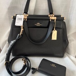 Coach purse with matching double card case